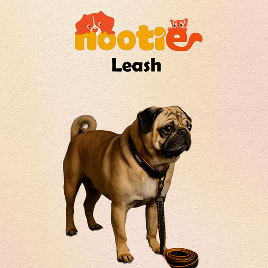 Nootie Plush Padded Leash Black Color with Orange Detailing