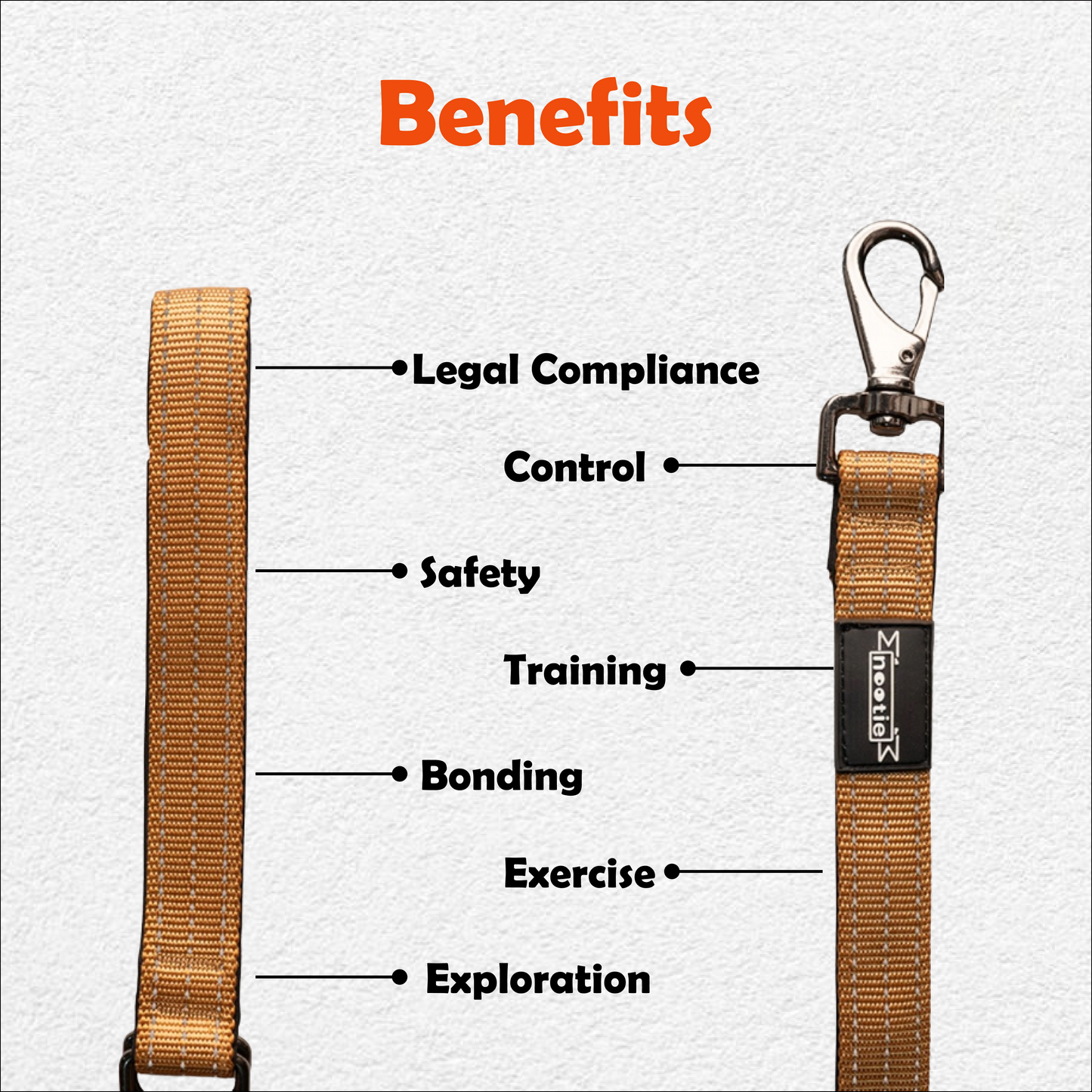 Nootie Plush Padded Leash Brown Color Detailing