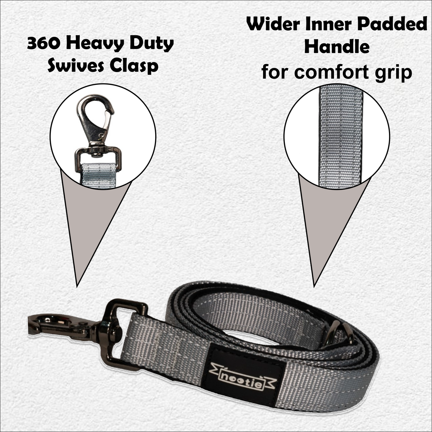 Nootie Plush Padded Leash Grey Color with Blue Detailing