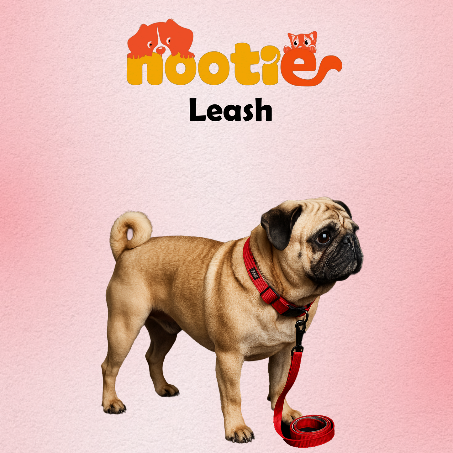 Nootie Plush Padded Leash Red Color with Grey Detailing