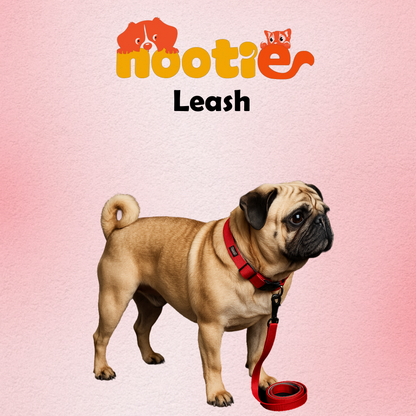 Nootie Plush Padded Leash Red Color with Grey Detailing