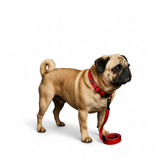 Nootie Plush Padded Leash Red Color with Grey Detailing