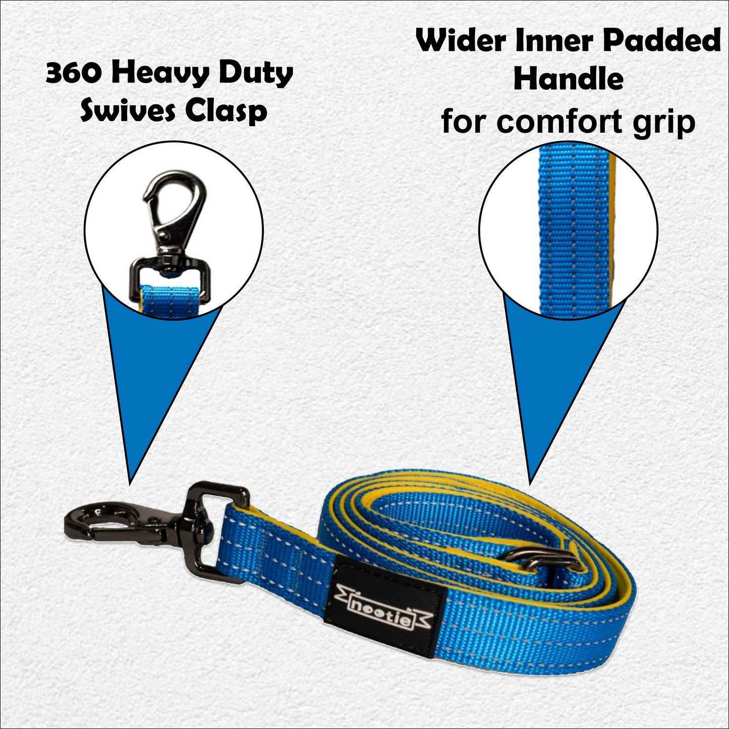 Nootie Plush Padded Leash Blue Color with Yellow Detailing