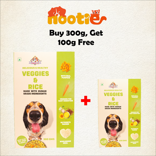 Nootie Navratri Special Freshly Wholesome Wet Dog Food | Buy 1 Get 1 (300g + 100g) | All Natural, Vegetarian Meal with Rice & Veggies | Gluten Free, Ready-To-Eat Veg Pulao, Adult Dogs