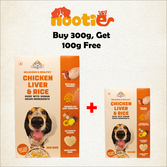 Nootie Freshly Wholesome Wet Dog Food | Buy 1 Get 1 (300g + 100g) | All Natural, Non-Vegetarian Meal with Real Chicken, Chicken Liver & Rice | Gluten Free, Ready-to-Eat Chicken Biryani, Adult Dogs