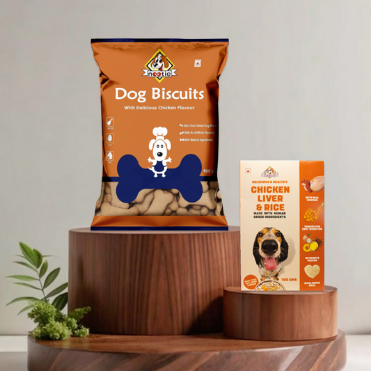 Nootie Chicken Biscuits with Peanut Butter Flavour for Adult Dogs | Buy 1 Get 1 (900g Biscuits + 100g Chicken Biryani) | Protein-Rich, Highly Digestible, and Nutrient-Dense Dog Treats