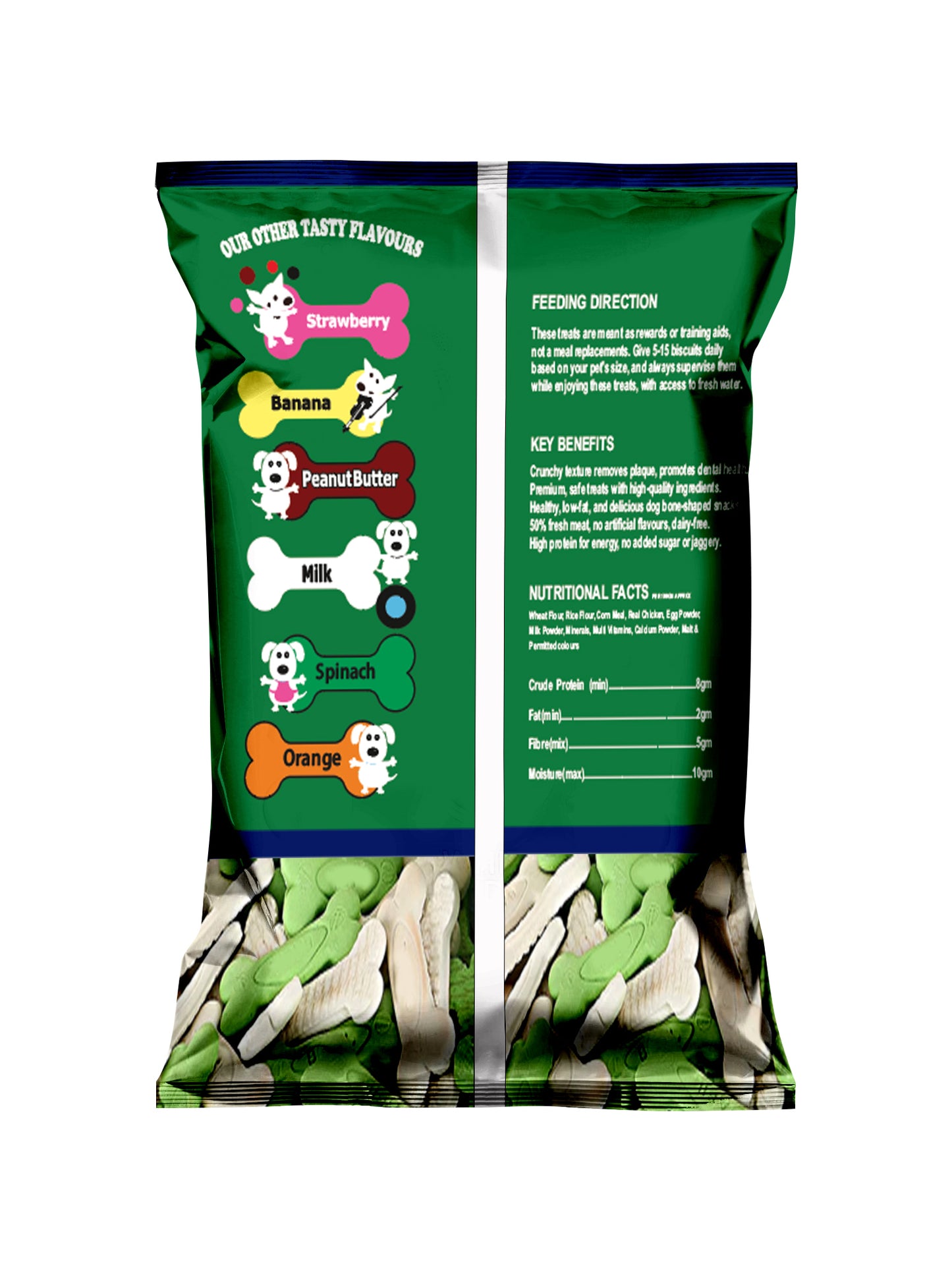 Nootie Veg Biscuits with Spinach Flavour for Adult Dogs (900g) | 100% Vegetarian, High-Fibre, Nutrient-Rich Treats