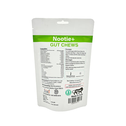 Nootie+ Gut Chews for Dogs | Digestive Support, Firmer Stools & Yeast Balance (30 Chews)