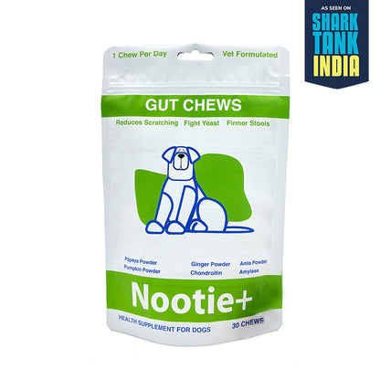 Nootie+ Gut Chews for Dogs | Digestive Support, Firmer Stools & Yeast Balance (30 Chews)
