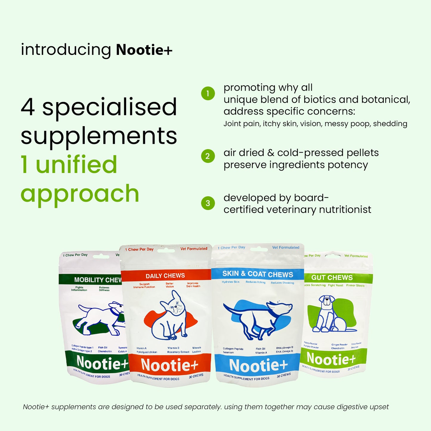 Nootie+ Gut Chews for Dogs | Digestive Support, Firmer Stools & Yeast Balance (30 Chews)