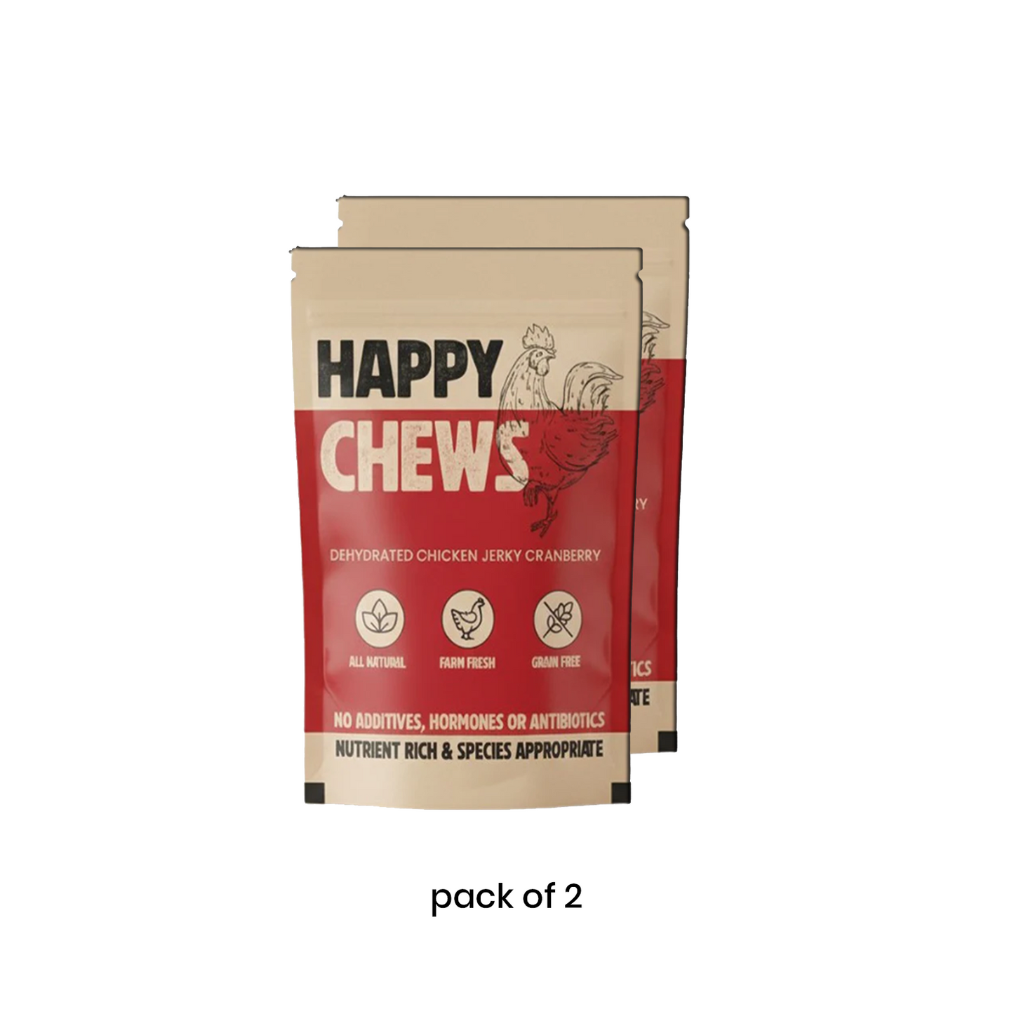 Nootie Happy Chews – Dehydrated Chicken Jerky Cranberry Dog Treats (80g) | All-Natural, Grain-Free Protein Snack