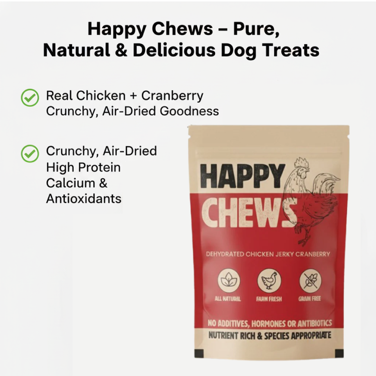 Nootie Happy Chews – Dehydrated Chicken Jerky Cranberry Dog Treats (80g) | All-Natural, Grain-Free Protein Snack