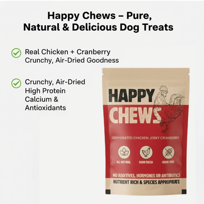 Nootie Happy Chews – Dehydrated Chicken Jerky Cranberry Dog Treats (80g) | All-Natural, Grain-Free Protein Snack
