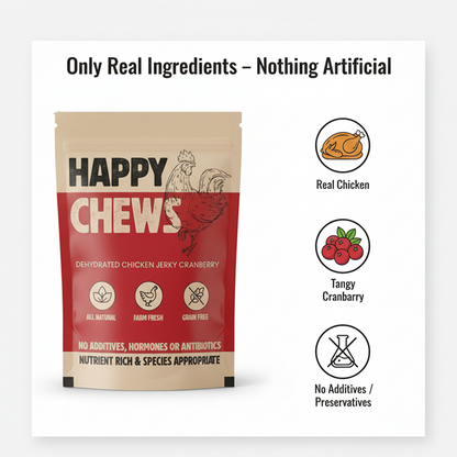 Nootie Happy Chews – Dehydrated Chicken Jerky Cranberry Dog Treats (80g) | All-Natural, Grain-Free Protein Snack