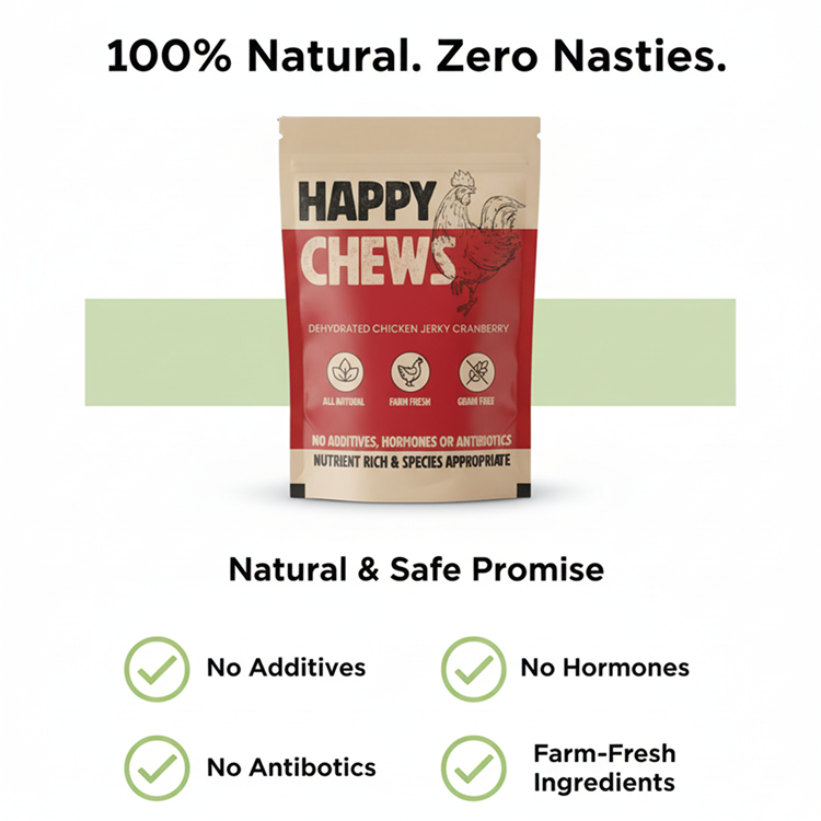 Nootie Happy Chews – Dehydrated Chicken Jerky Cranberry Dog Treats (80g) | All-Natural, Grain-Free Protein Snack