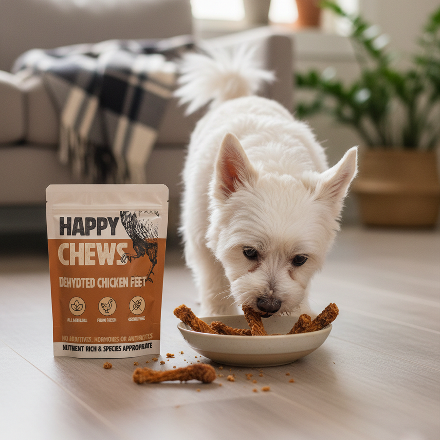 Nootie Happy Chews – Dehydrated Chicken Feet Dog Treats (80g) | Natural, Protein-Rich Chew for Joint & Dental Health