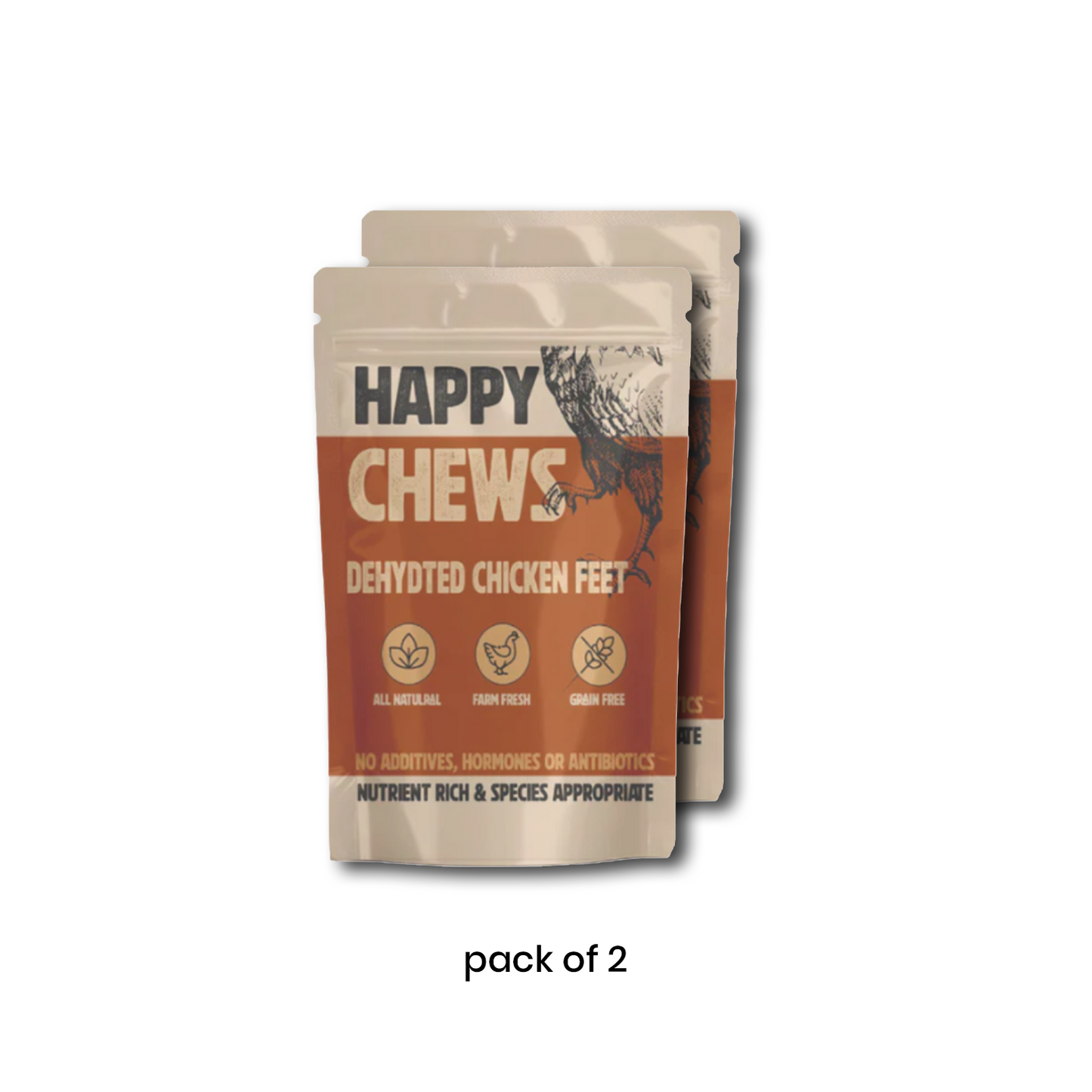 Nootie Happy Chews – Dehydrated Chicken Feet Dog Treats (80g) | Natural, Protein-Rich Chew for Joint & Dental Health