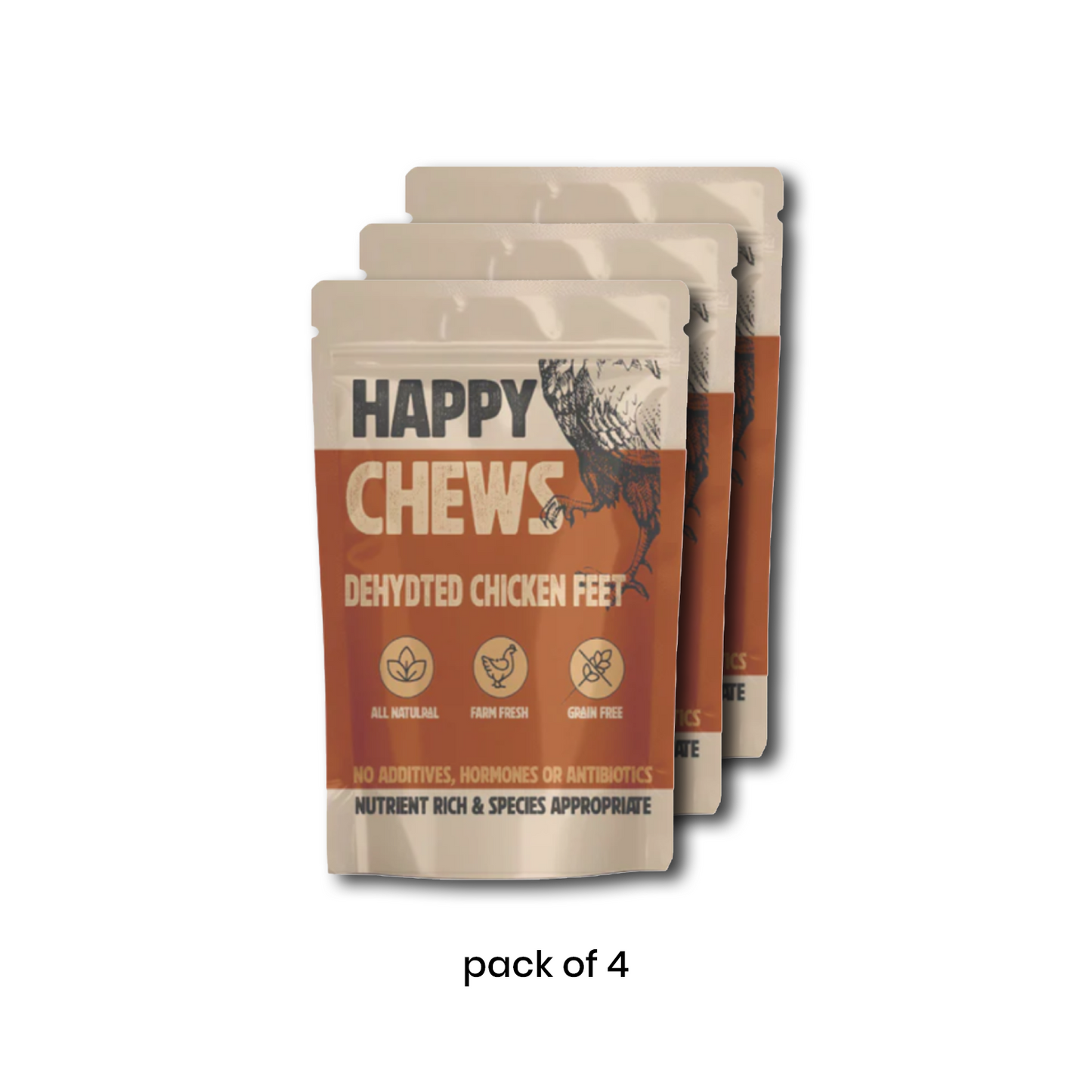 Nootie Happy Chews – Dehydrated Chicken Feet Dog Treats (80g) | Natural, Protein-Rich Chew for Joint & Dental Health