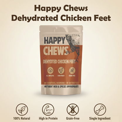 Nootie Happy Chews – Dehydrated Chicken Feet Dog Treats (80g) | Natural, Protein-Rich Chew for Joint & Dental Health
