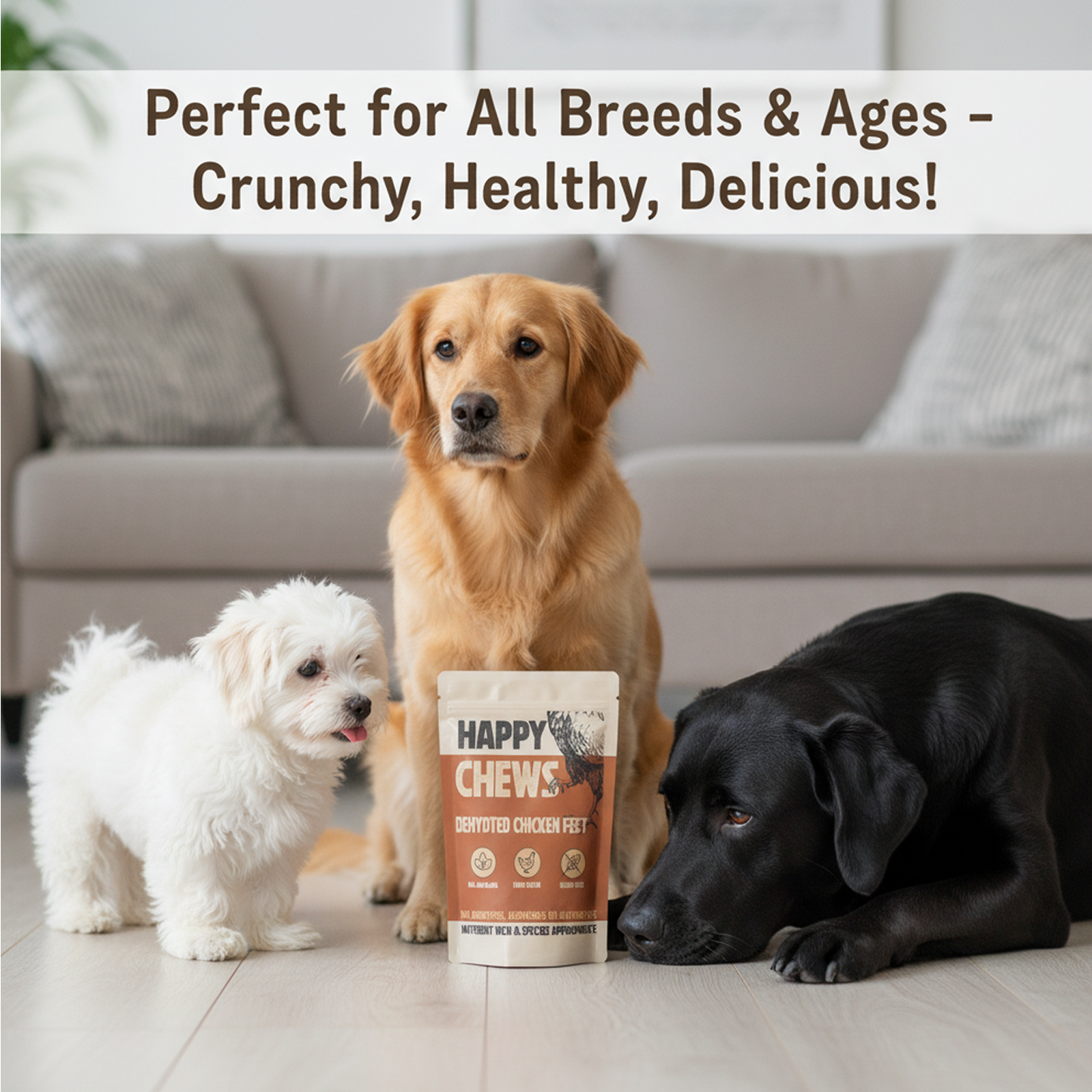 Nootie Happy Chews – Dehydrated Chicken Feet Dog Treats (80g) | Natural, Protein-Rich Chew for Joint & Dental Health