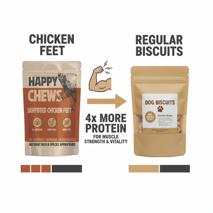 Nootie Happy Chews – Dehydrated Chicken Feet Dog Treats (80g) | Natural, Protein-Rich Chew for Joint & Dental Health