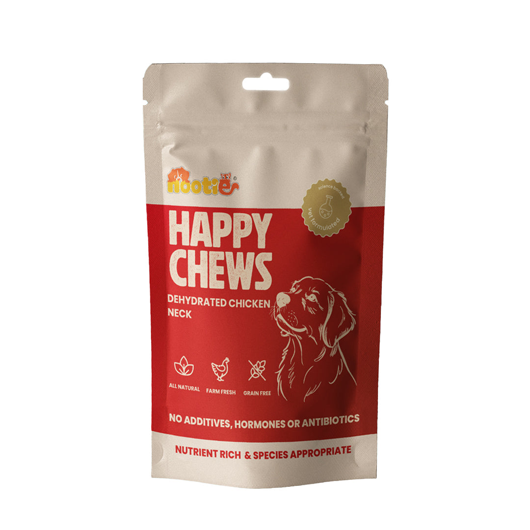 Nootie Happy Chews – Dehydrated Chicken Neck Dog Treats (80g) | All-Natural, High-Protein, Crunchy Snack