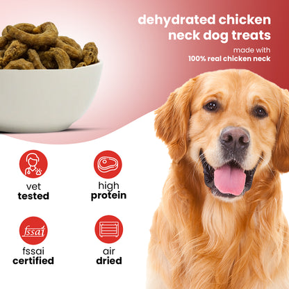 Nootie Happy Chews – Dehydrated Chicken Neck Dog Treats (80g) | All-Natural, High-Protein, Crunchy Snack
