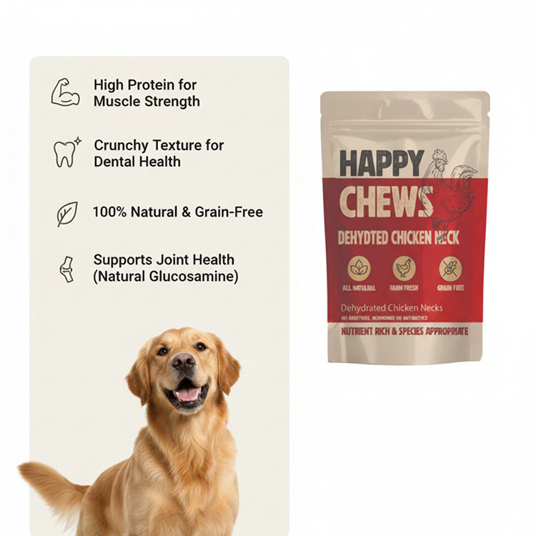 Nootie Happy Chews – Dehydrated Chicken Neck Dog Treats (80g) | All-Natural, High-Protein, Crunchy Snack
