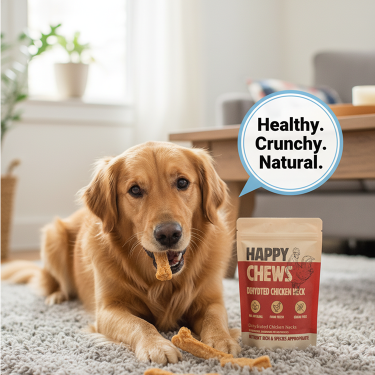 Nootie Happy Chews – Dehydrated Chicken Neck Dog Treats (80g) | All-Natural, High-Protein, Crunchy Snack