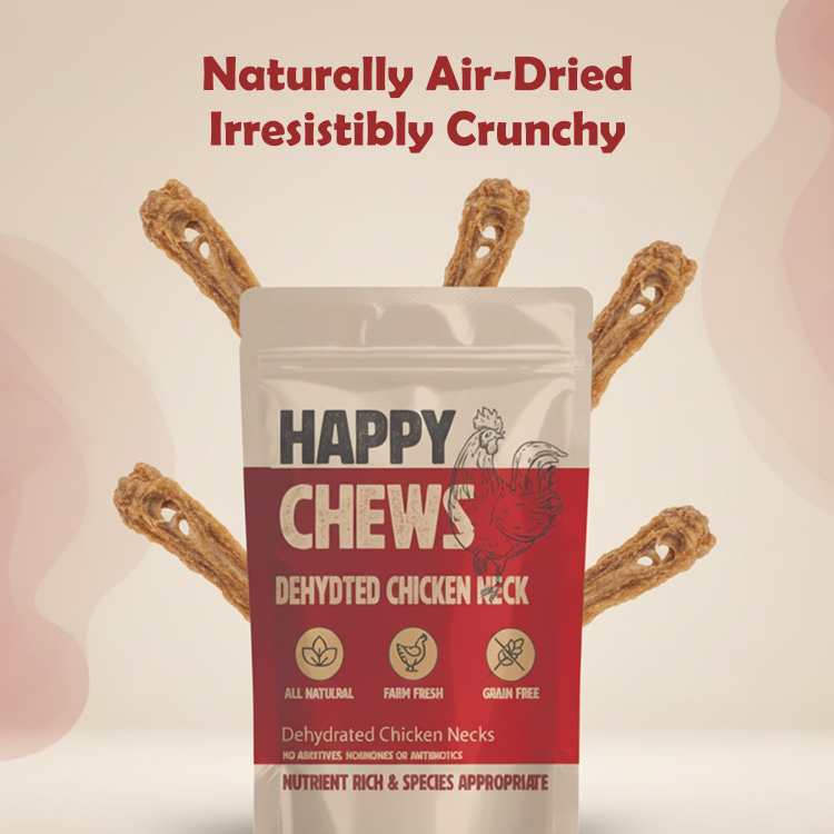 Nootie Happy Chews – Dehydrated Chicken Neck Dog Treats (80g) | All-Natural, High-Protein, Crunchy Snack