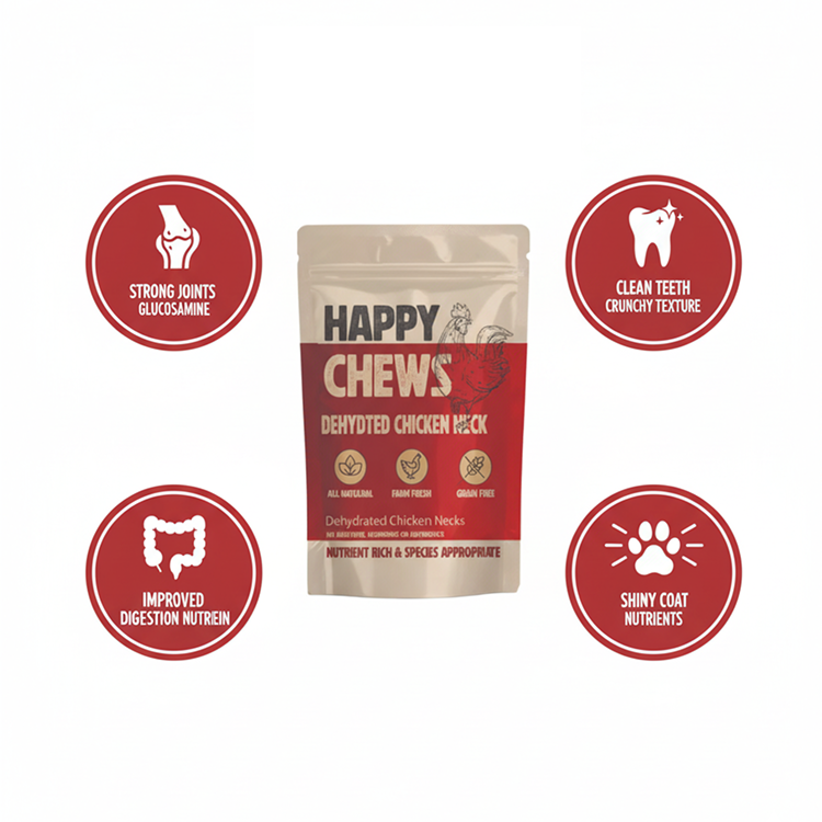 Nootie Happy Chews – Dehydrated Chicken Neck Dog Treats (80g) | All-Natural, High-Protein, Crunchy Snack
