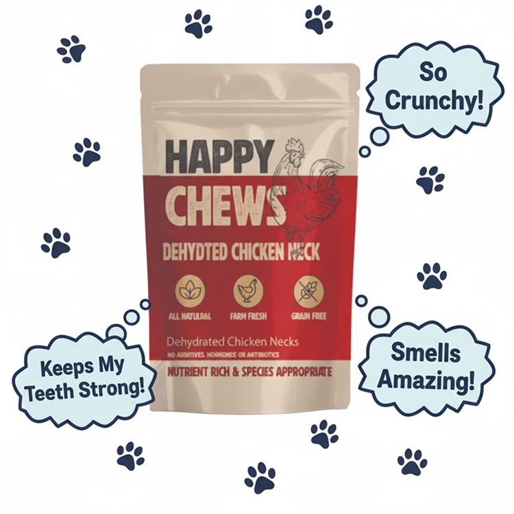 Nootie Happy Chews – Dehydrated Chicken Neck Dog Treats (80g) | All-Natural, High-Protein, Crunchy Snack
