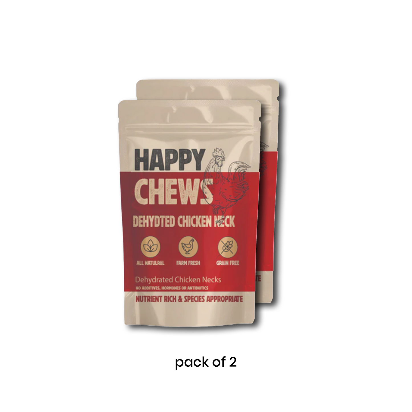 Nootie Happy Chews – Dehydrated Chicken Neck Dog Treats (80g) | All-Natural, High-Protein, Crunchy Snack