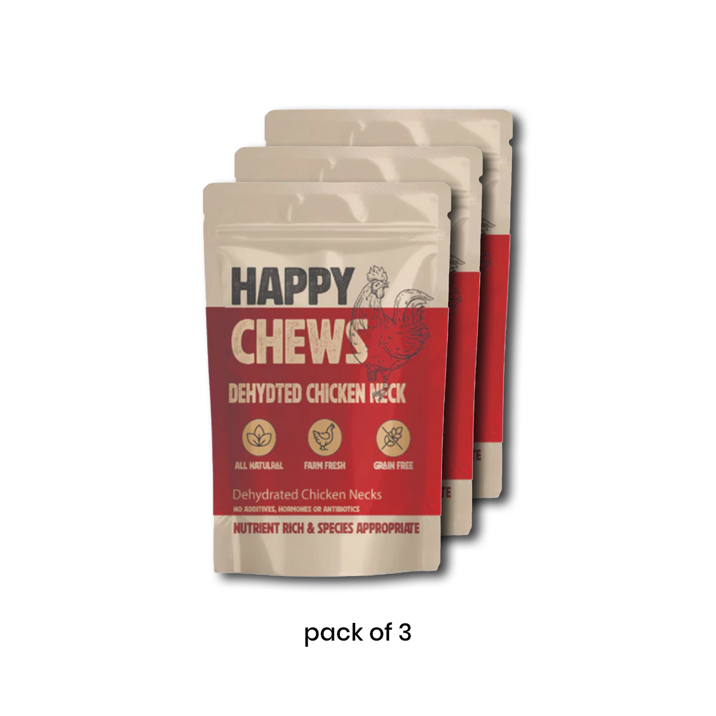 Nootie Happy Chews – Dehydrated Chicken Neck Dog Treats (80g) | All-Natural, High-Protein, Crunchy Snack