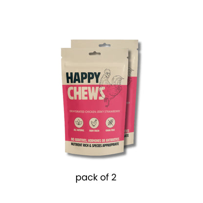 Nootie Happy Chews – Dehydrated Chicken Jerky Strawberry Dog Treats (80g) | All-Natural, Grain-Free Protein Snack