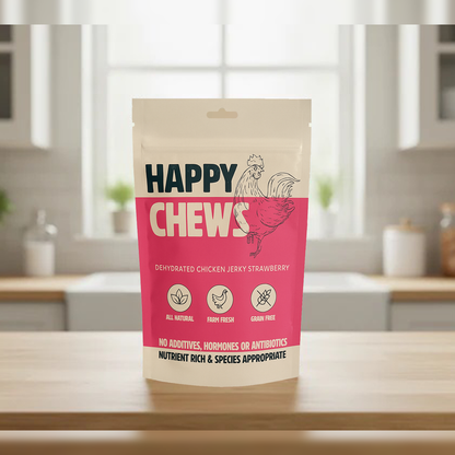 Nootie Happy Chews – Dehydrated Chicken Jerky Strawberry Dog Treats (80g) | All-Natural, Grain-Free Protein Snack