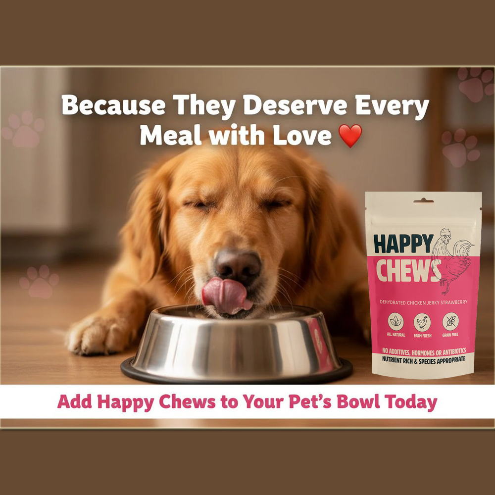 Nootie Happy Chews – Dehydrated Chicken Jerky Strawberry Dog Treats (80g) | All-Natural, Grain-Free Protein Snack