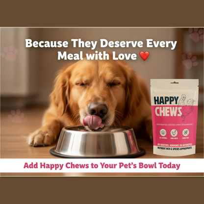 Nootie Happy Chews – Dehydrated Chicken Jerky Strawberry Dog Treats (80g) | All-Natural, Grain-Free Protein Snack