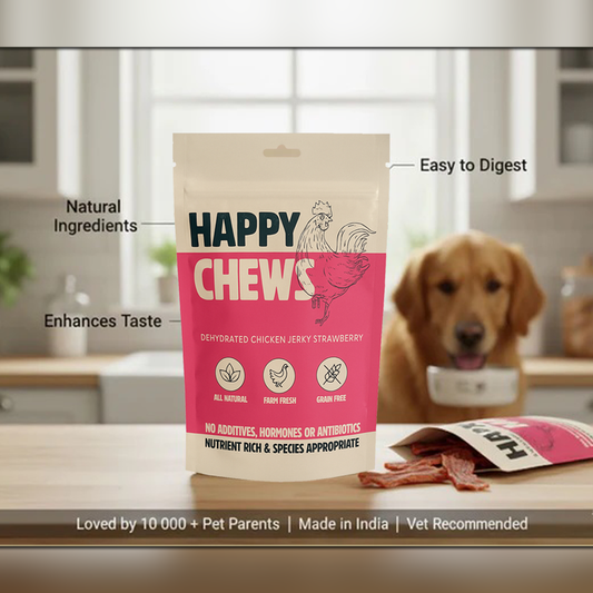 Nootie Happy Chews – Dehydrated Chicken Jerky Strawberry Dog Treats (80g) | All-Natural, Grain-Free Protein Snack