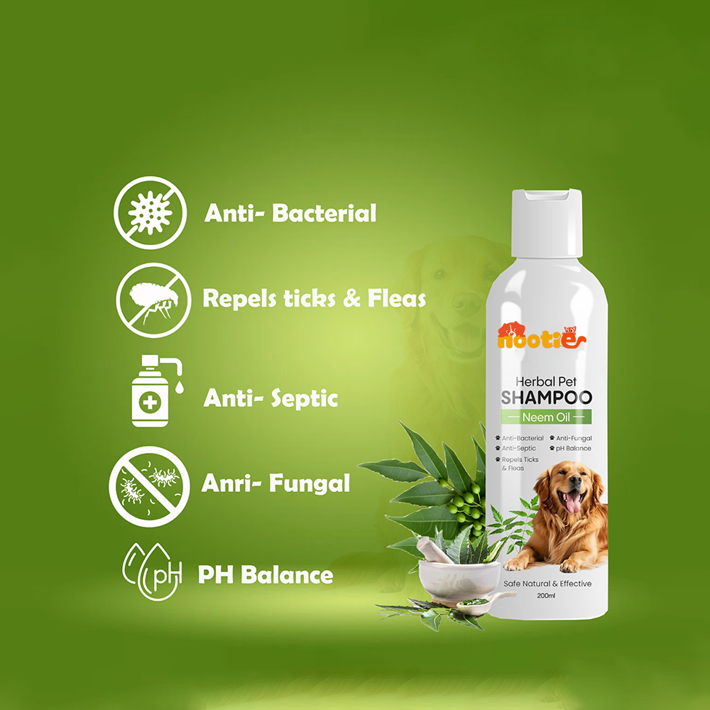 Nootie Herbal Neem Dog Shampoo (200 ml) | Anti-Tick, Soothing & Deodorising Cleanse