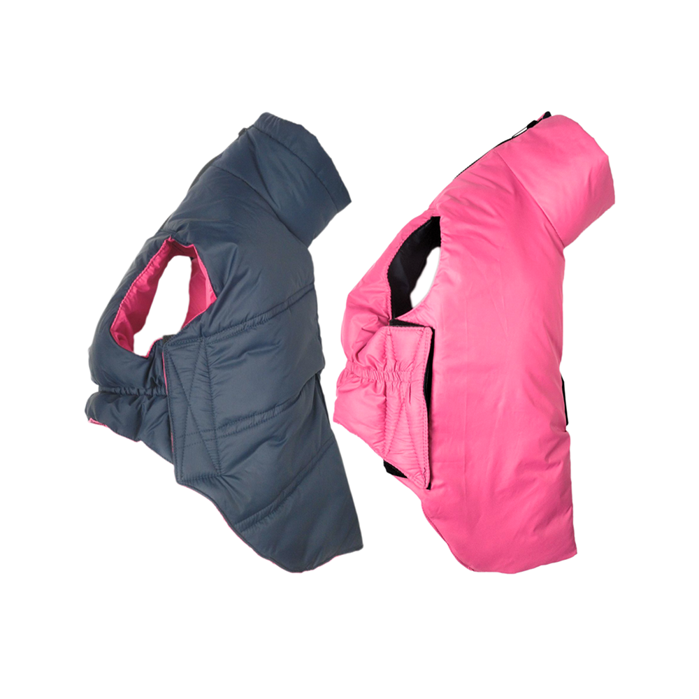 Nootie Reversible Dog Jacket | Blue & Pink | Warm, Lightweight Nylon and Windproof Jacket for Dogs
