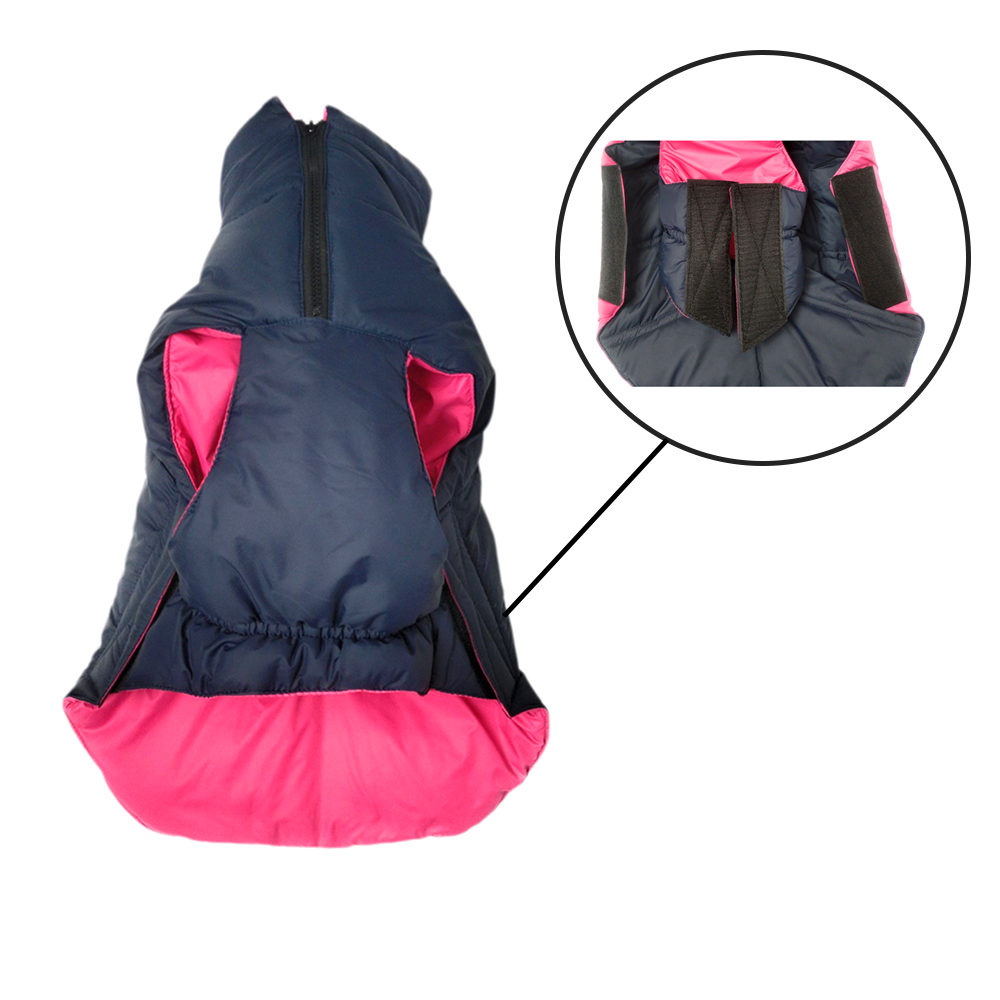 Nootie Reversible Dog Jacket | Blue & Pink | Warm, Lightweight Nylon and Windproof Jacket for Dogs