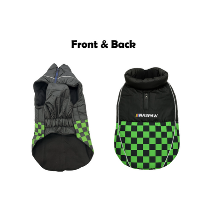 Nootie Dog Winter Jacket – High Neck, Warm & Waterproof Coat for Dogs | Green-Black