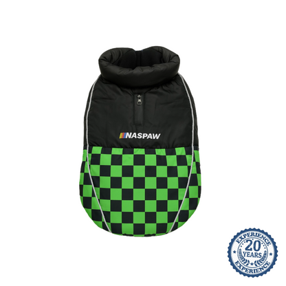 Nootie Dog Winter Jacket – High Neck, Warm & Waterproof Coat for Dogs | Green-Black