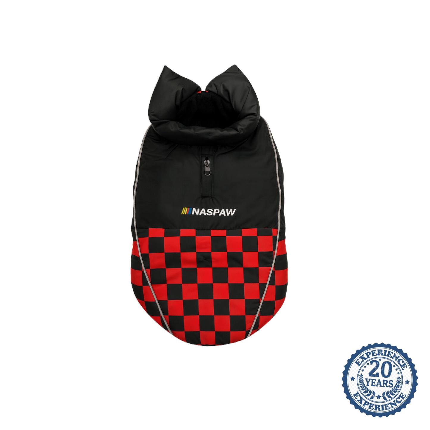 Nootie Dog Winter Jacket – High Neck, Warm & Waterproof Coat for Dogs, Red-Black