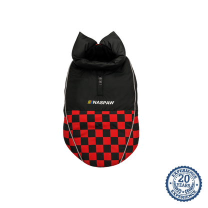 Nootie Dog Winter Jacket – High Neck, Warm & Waterproof Coat for Dogs, Red-Black