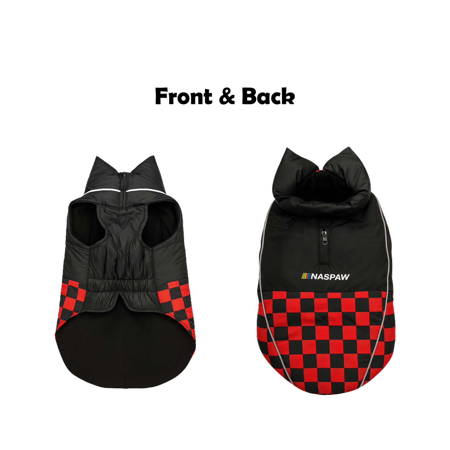 Nootie Dog Winter Jacket – High Neck, Warm & Waterproof Coat for Dogs, Red-Black