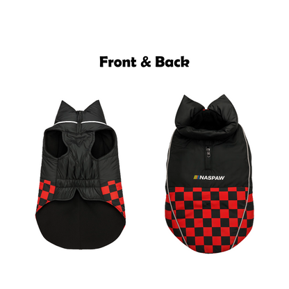 Nootie Dog Winter Jacket – High Neck, Warm & Waterproof Coat for Dogs, Red-Black