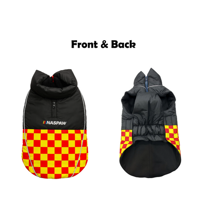 Nootie Dog Winter Jacket – High Neck, Warm & Waterproof Coat for Dogs, Red-Yellow