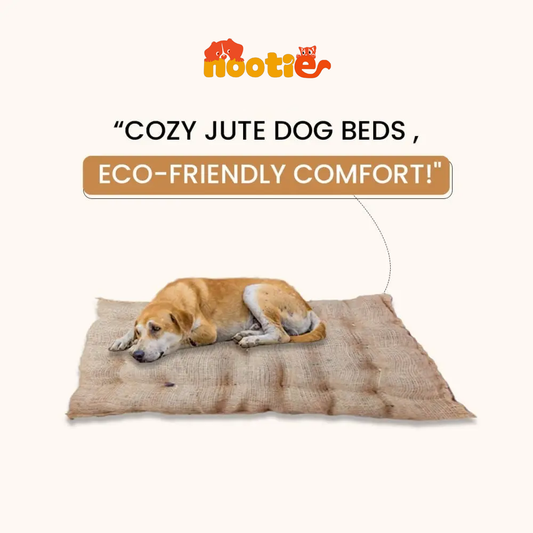 Nootie Jute Beds for Dogs & Cats – Small Rectangle Bed (65 x 52 x 5 CM) | Eco-Friendly Brown Pet Bed